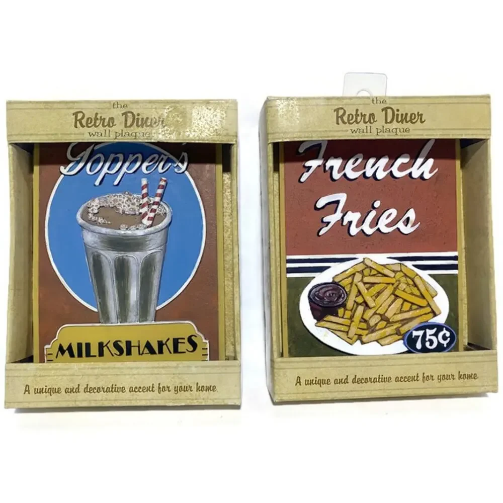 Retro Diner Wall Plaque French Fries & Topper's Milkshakes Set of Two